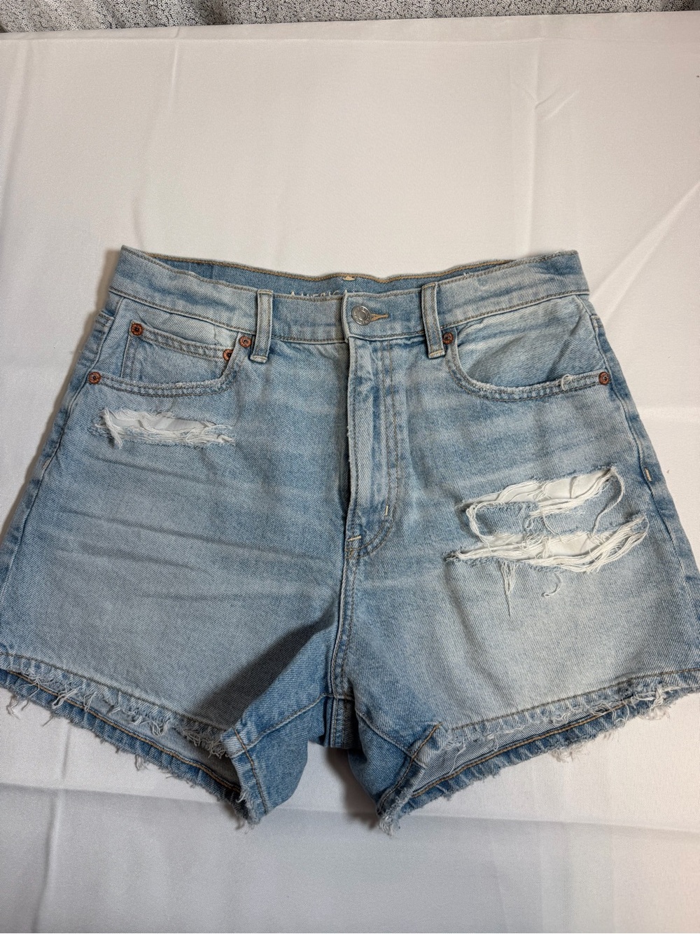 American Eagle Outfitters Light Blue Distressed Denim Shorts